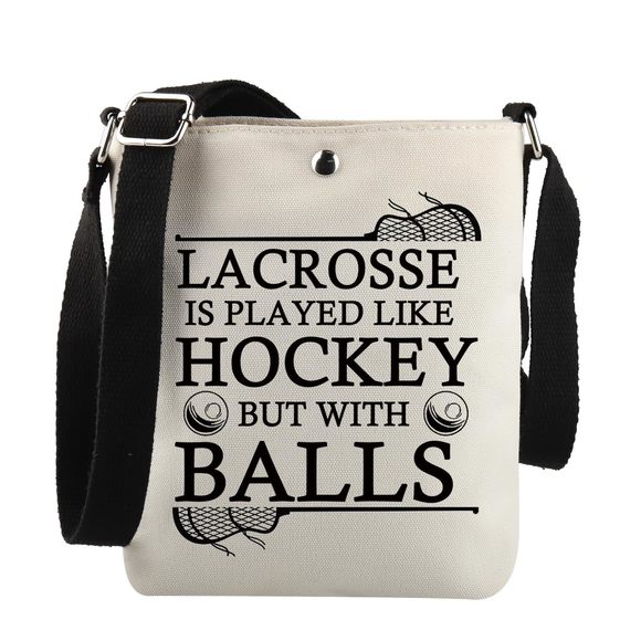 Lacrosse Player Gift Lacrosse Is Played Like Hockey But With Balls Crossbody ^- - Picture 1 of 7